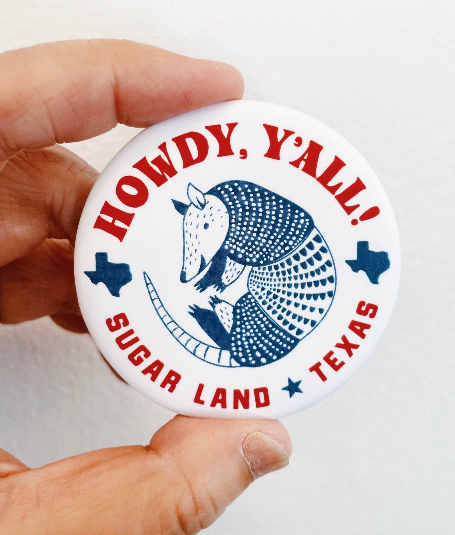 Sugar Land Armadillo Button Magnet