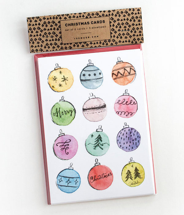 Christmas Cards "Baubles" - Pack of 5