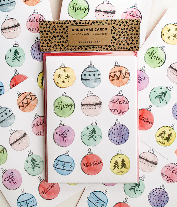 Christmas Cards "Baubles" - Pack of 5