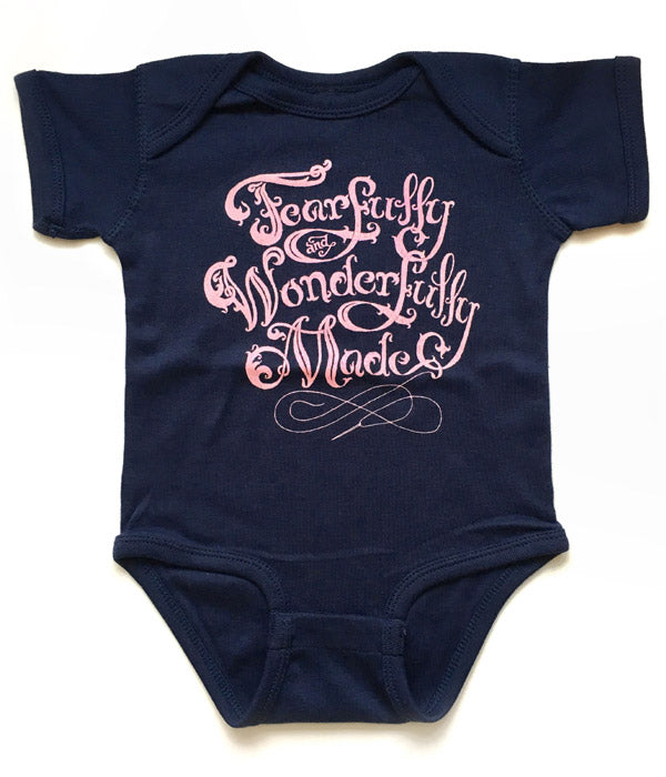 Fearfully Wonderfully Made Baby Bodysuit – Navy