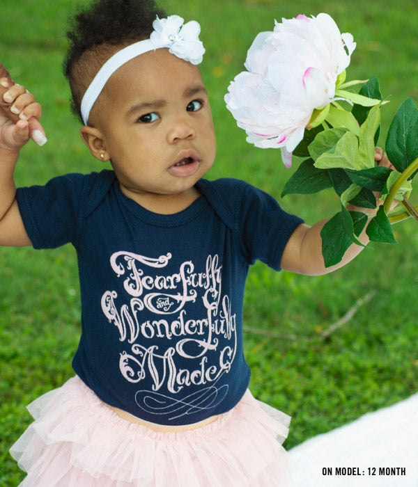 Fearfully Wonderfully Made Baby Bodysuit – Navy