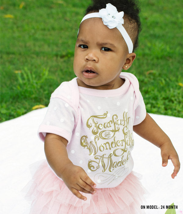 Fearfully Wonderfully Made Baby Bodysuit – Pink Polka