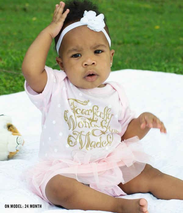 Fearfully Wonderfully Made Baby Bodysuit – Pink Polka
