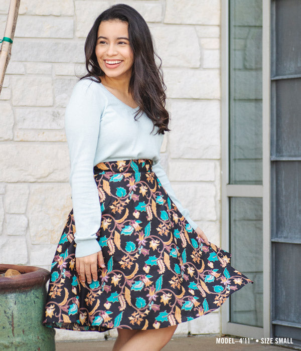 Batik Wrap Skirt - Black Teal