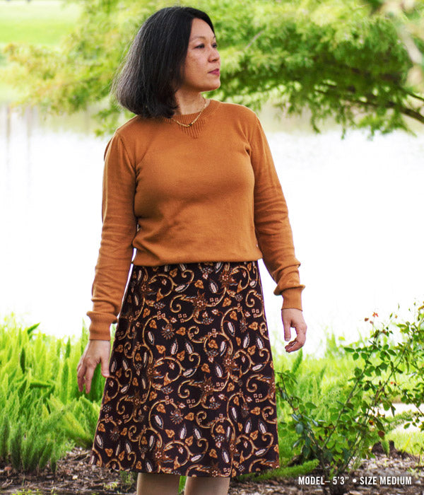 Batik Wrap Skirt - Cocoa Floral
