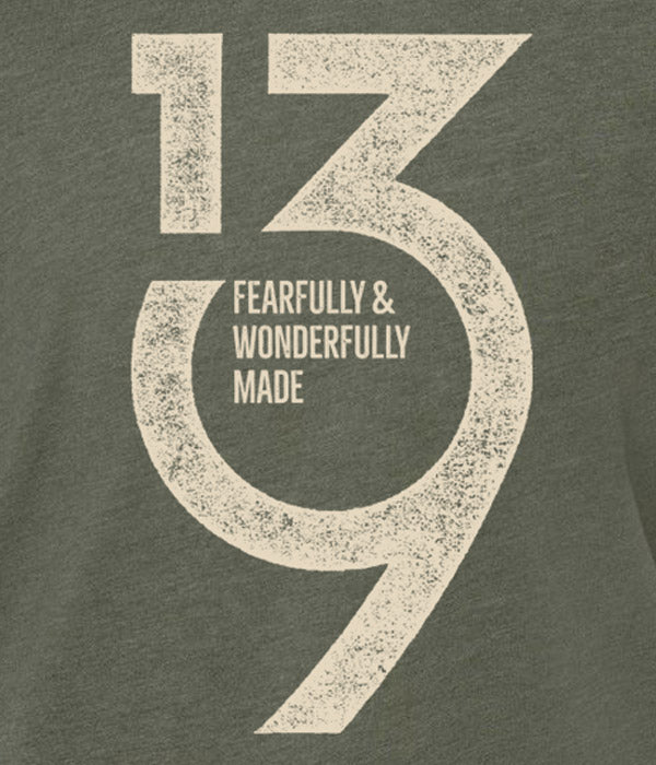 139 Fearfully Wonderfully Made Youth Tee – Heather Green