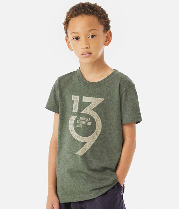 139 Fearfully Wonderfully Made Youth Tee – Heather Green