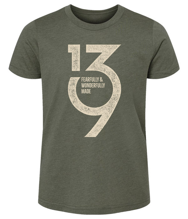 139 Fearfully Wonderfully Made Youth Tee – Heather Green