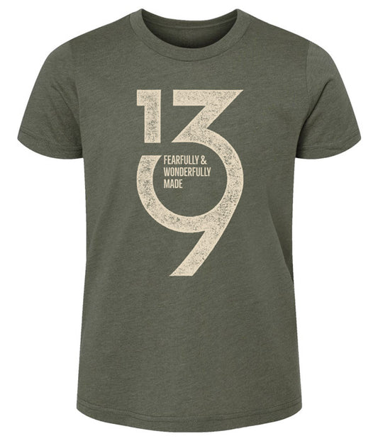 139 Fearfully Wonderfully Made Youth Tee – Heather Green
