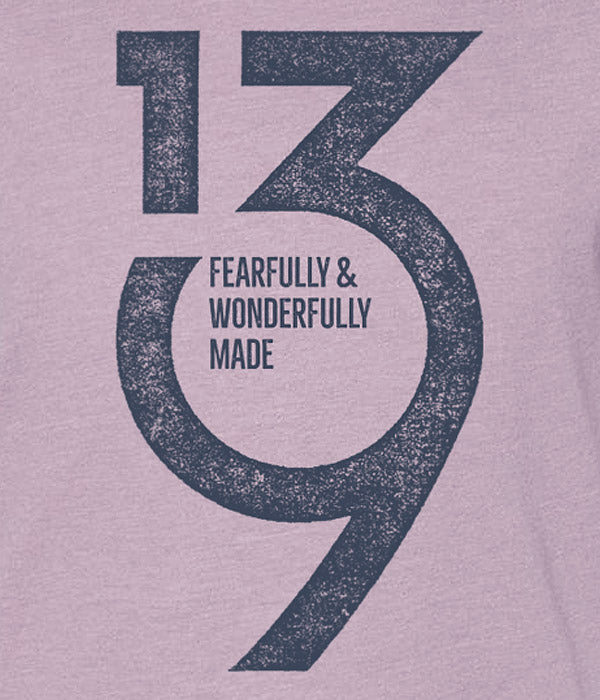 139 Fearfully Wonderfully Made Youth Tee – Heather Orchid