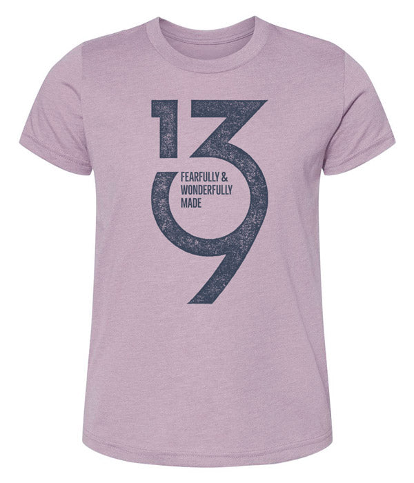 139 Fearfully Wonderfully Made Youth Tee – Heather Orchid
