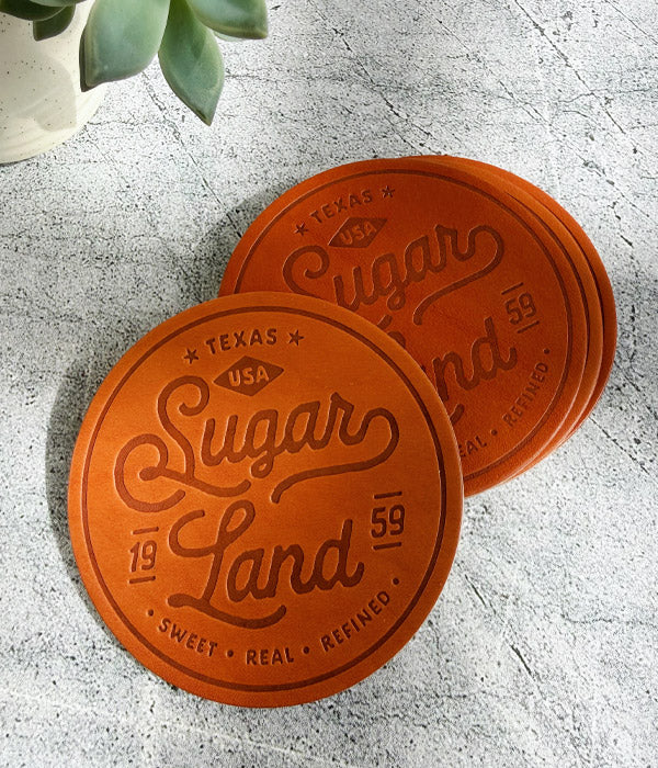 Sugar Land Leather Coaster - Single or Set of 4