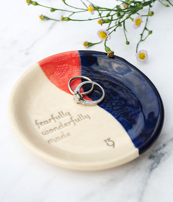 Fearfully Wonderfully Made Ceramic Ring Dish - Blue Coral