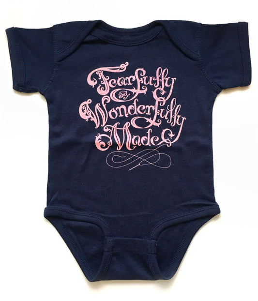 Fearfully Wonderfully Made Baby Bodysuit – Navy