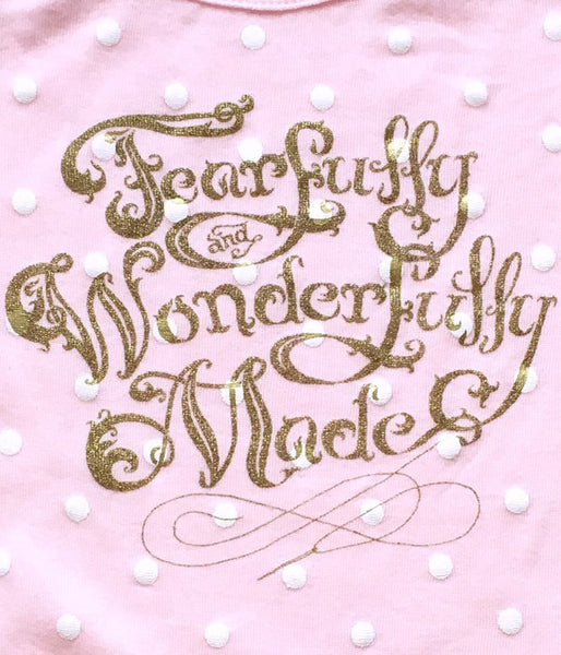 Fearfully Wonderfully Made Baby Bodysuit – Pink Polka