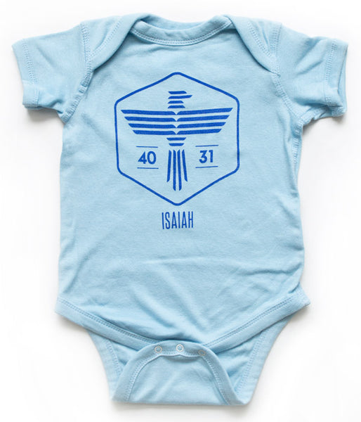Isaiah Eagle Baby Bodysuit – Light Blue