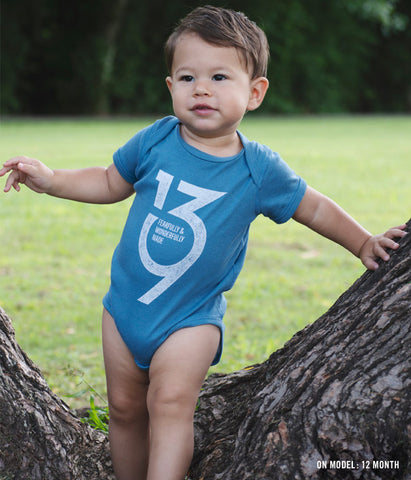 Psalm139 Logo Baby Bodysuit – Denim