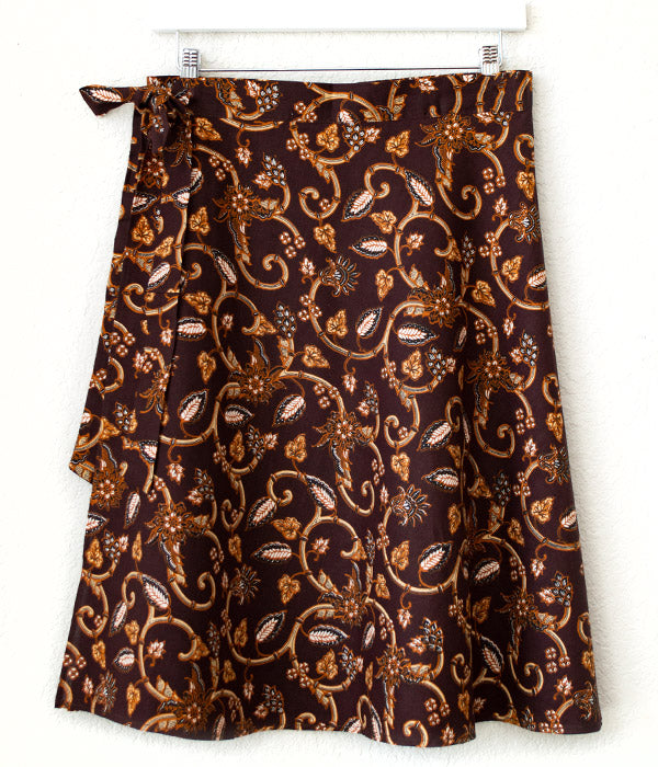 Batik Wrap Skirt - Cocoa Floral