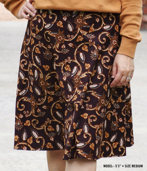 Batik Wrap Skirt - Cocoa Floral