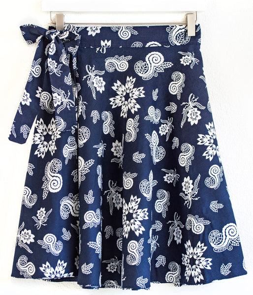 Batik Wrap Skirt - Navy White