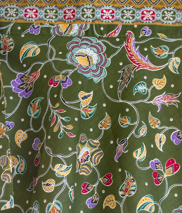 Batik Wrap Skirt - Olive Floral