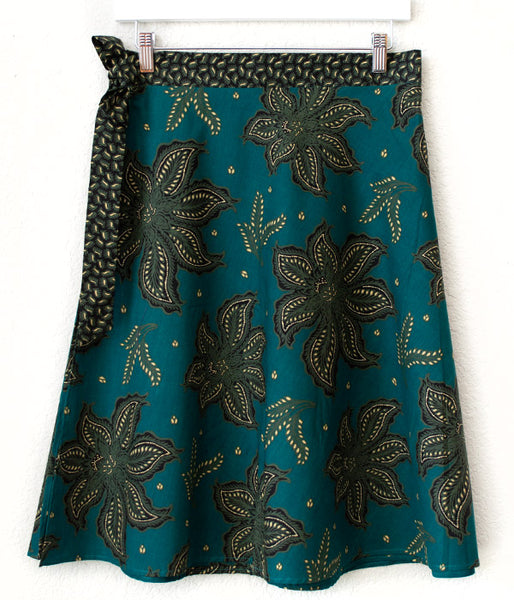 Batik Wrap Skirt - Peacock Green