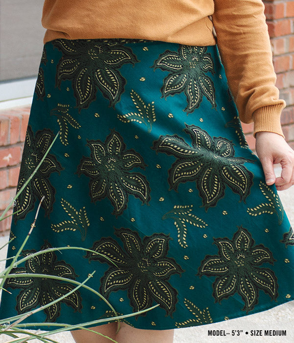 Batik Wrap Skirt - Peacock Green