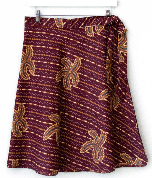 Batik Wrap Skirt - Starfish Maroon