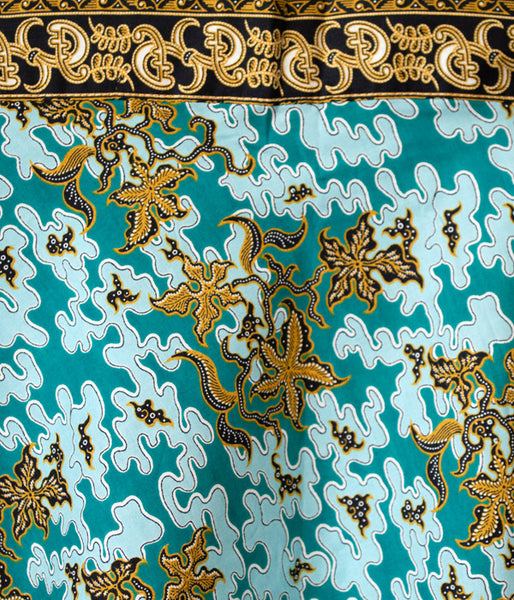 Batik Wrap Skirt - Turquoise Floral