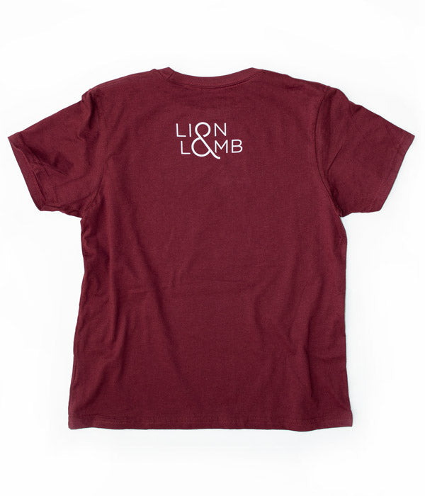 Lion & Lamb Youth Tee – Maroon