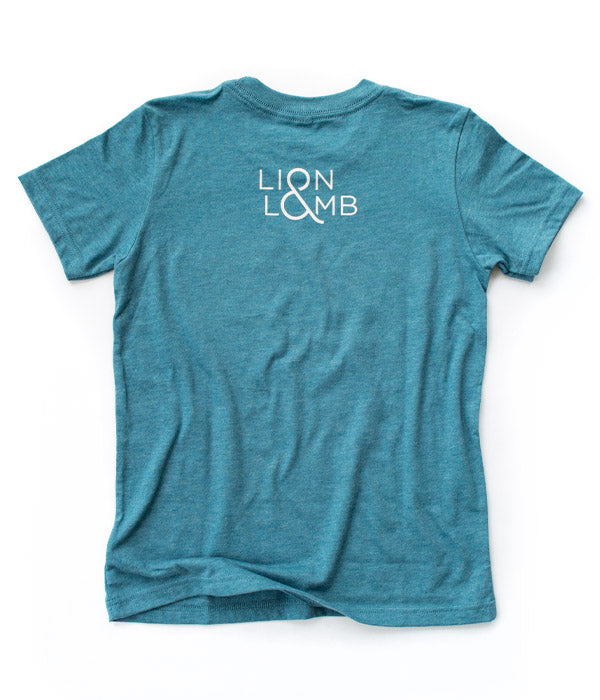 Lion & Lamb Youth Tee – Heather Teal