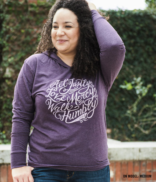 Micah 6:8 Unisex Lightweight Hoodie – Purple