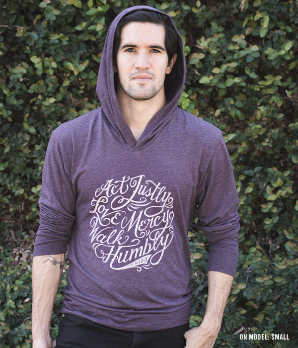 Micah 6:8 Unisex Lightweight Hoodie – Purple