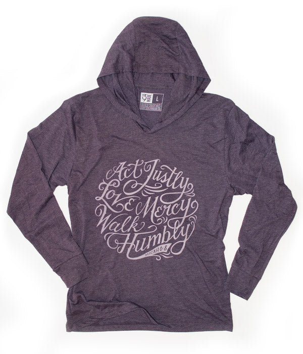 Micah 6:8 Unisex Lightweight Hoodie – Purple
