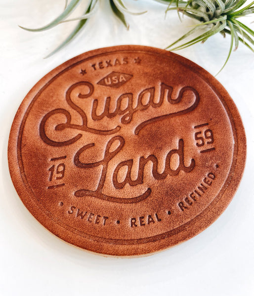 Sugar Land Leather Coaster - Single or Set of 4